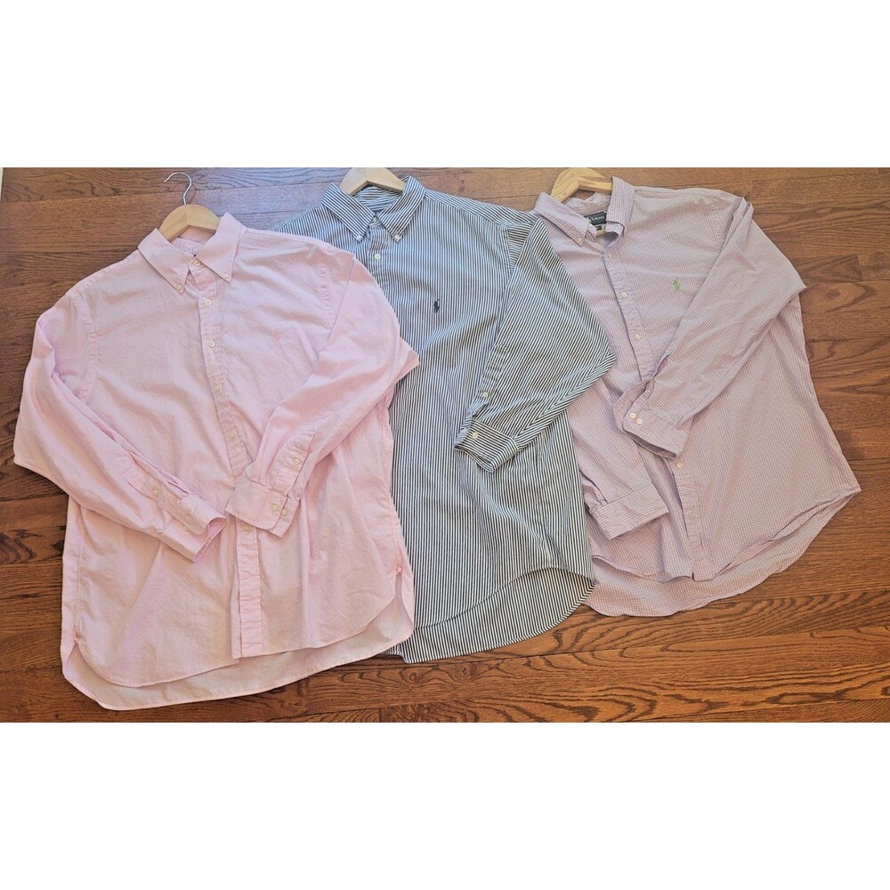 LOT OF 3 Polo Ralph Lauren Long Sleeve Button Down Shirts Size 17 1/2 Yarmouth
